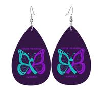 Pendientes De Piel Concientización Sobre La Prevención Del Suicidio Textura Ligera De Lujo Pendientes De Piel Para Mujer Para Mujeres Y Niñas Adecuados Para Fiestas