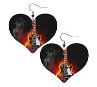 Pendientes De Piel Corazón De Guitarra Ardiente Decoración De Ropa Pendientes De Piel Textura Ligera De Lujo Para Vida Cotidiana Decoración De Ropa