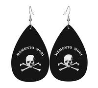Pendientes De Piel Cráneo Memento Mori Decoración De Ropa Pendientes De Piel Textura Ligera De Lujo Para Adecuados Para Fiestas 2 Pares