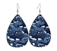 Pendientes de piel de ballena asesina azul. Elegante forma de lágrima, perfectos para mujeres y una gran opción decorativa para fiestas y vacaciones.