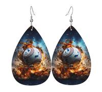 Pendientes de piel de béisbol con estilo de lágrima, perfectos para mujeres y una gran opción decorativa para fiestas y vacaciones.