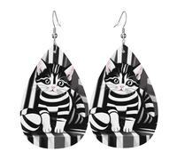 Pendientes de piel de gatito a rayas blancas y negras, accesorios para mujer, adecuados para el uso diario, viajes y viajes.