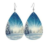Pendientes de piel de pino con diseño de árbol de las maravillas de nieve para mujer, aretes de lágrima, aretes de cuero de moda, regalos de joyería para mamá, esposa, hijas