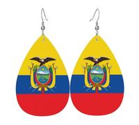 Pendientes de piel de PVC chapados en plata, adecuados para fiestas de festivales o uso personal. Bandera de Ecuador