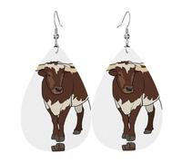 Pendientes de piel de vaca con diseño de animal para mujer, aretes de piel perforada en forma de lágrima, regalo de cumpleaños y Navidad para mujer
