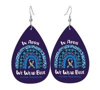Pendientes De Piel En Abril Nos Vestimos De Azul Para Concienciar Sobre El Autismo Decoración De Ropa Aretes De Lujo Modernos Para Decoración De Ropa Adecuados Para Fiestas