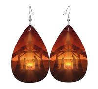 Pendientes De Piel Escena De La Natividad Del Cristianismo Navideño Modernos Aretes De Cuero Con Forma De Lágrima Decoración De Ropa Para Adecuados Para Fiestas Para Mujeres Y Niñas