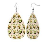 Pendientes De Piel Estampado De Corazón Verde Aguacate Para Mujer Pendientes De Piel Textura De Lujo Ligera Para Adecuados Para Fiestas 2 Pares
