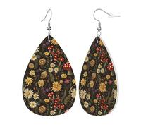 Pendientes De Piel Estampado De Planta De Seta Vintage Decoración De Ropa Pendientes De Piel Textura Ligera De Lujo Para Vida Cotidiana 2 Pares
