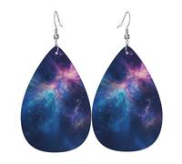 Pendientes De Piel Fantasías Nebulosa Cósmica Azul Roja Textura Ligera De Lujo Aretes De Lujo Modernos Para Adecuados Para Fiestas Vida Cotidiana