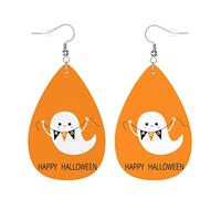 Pendientes De Piel Fantasmas Aterradores De Halloween Sosteniendo Boo Decoración De Ropa Pendientes De Piel Para Para Mujeres Y Niñas Vida Cotidiana