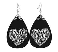 Pendientes De Piel Fe Esperanza Amor Cristianismo Decoración De Ropa Pendientes De Cuero En Forma De Lágrima Modernos Para Vacaciones Para Mujeres Y Niñas