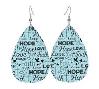 Pendientes De Piel Fe Esperanza Amor Cristianismo Textura Ligera De Lujo Aretes De Cuero Con Forma De Lágrima Decoración De Ropa Para Adecuados Para Fiestas Para Mujeres Y Niñas