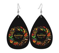 Pendientes De Piel Feliz Kwanzaa, Festividad De La Herencia Africana Moda Aretes De Cuero Con Forma De Lágrima Decoración De Ropa Para Decoración De Ropa Para Mujeres Y Niñas