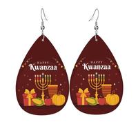 Pendientes De Piel Feliz Kwanzaa, Festividad De La Herencia Africana Modernos Pendientes De Cuero En Forma De Lágrima Decoración De Ropa Para Mujeres Y Niñas Vida Cotidiana