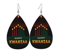 Pendientes De Piel Fiesta De La Herencia Africana De Kwanzaa Decoración De Ropa Pendientes De Cuero En Forma De Lágrima Para Mujer Para Mujeres Y Niñas Decoración De Ropa