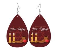 Pendientes De Piel Fiesta Judía De Yom Kippur Decoración De Ropa Aretes De Cuero Con Forma De Lágrima Moda Para Vacaciones Para Mujeres Y Niñas