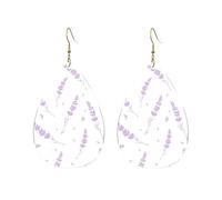 Pendientes De Piel Flores De Lavanda Y Moradas Decoración De Ropa Pendientes De Cuero En Forma De Lágrima Modernos Para Decoración De Ropa Vida Cotidiana