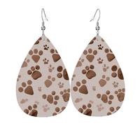 Pendientes De Piel Footprints De Patas De Perro Con Forma De Huesos Modernos Aretes De Cuero Con Forma De Lágrima Textura Ligera De Lujo Para Decoración De Ropa Para Mujeres Y Niñas