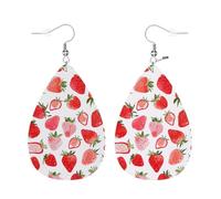 Pendientes De Piel Fruta Dulce Rosada, Lindas Fresas Modernos Pendientes De Piel Para Vida Cotidiana Decoración De Ropa