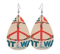 Pendientes De Piel Haz El Amor, No La Guerra, Década De 1960 Pendientes De Cuero En Forma De Lágrima Modernos Para Vacaciones Decoración De Ropa