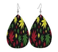 Pendientes De Piel Hojas De Marihuana Reggae Rasta Pendientes De Piel Textura Ligera De Lujo Para Decoración De Ropa Vida Cotidiana