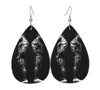 Pendientes De Piel Impresión Sobre La Evolución Del Culturismo Textura De Lujo Ligera Aretes De Lujo Decoración De Ropa Para Vacaciones Adecuados Para Fiestas