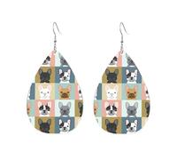 Pendientes De Piel Lindos Bulldogs Franceses Moda Pendientes De Cuero En Forma De Lágrima Textura Ligera De Lujo Para Vida Cotidiana Para Mujeres Y Niñas