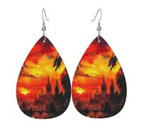 Pendientes De Piel Llamas De Dragón, Fantasías De Red Skye, Pintura Oscura Decoración De Ropa Aretes De Cuero Con Forma De Lágrima Moda Para Decoración De Ropa 2 Pares