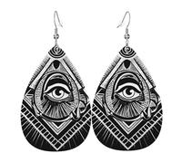 Pendientes De Piel Logotipo De La Cabaña Masónica De La Masonería Pendientes De Cuero En Forma De Lágrima Textura Ligera De Lujo Para Vacaciones Decoración De Ropa