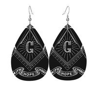 Pendientes De Piel Logotipo Masónico De Fe, Esperanza Y Caridad, Masón Aretes De Cuero Con Forma De Lágrima Modernos Para Decoración De Ropa Vacaciones