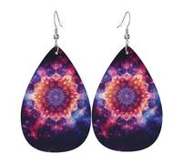 Pendientes De Piel Mandala De La Galaxia Mística Decoración De Ropa Pendientes De Cuero En Forma De Lágrima Moda Para Vida Cotidiana Adecuados Para Fiestas