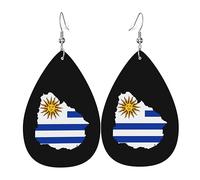 Pendientes De Piel Mapa De La Bandera De Uruguay Para Mujer Aretes De Cuero Con Forma De Lágrima Moda Para Vida Cotidiana 2 Pares