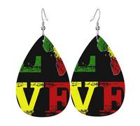Pendientes De Piel Mapa Del Amor De África Rasta Reggae León Textura De Lujo Ligera Aretes De Cuero Con Forma De Lágrima Decoración De Ropa Para Decoración De Ropa Vida Cotidiana