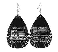 Pendientes De Piel Me Gustan Mis Armas Como A Los Demócratas Les Gustan Sus Votantes Indocumentados Moda Pendientes De Cuero En Forma De Lágrima Para Mujer Para Adecuados Para Fiestas 2 Pares