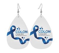 Pendientes De Piel Mes De Concientización Sobre El Cáncer De Colon Aretes De Cuero Con Forma De Lágrima Textura De Lujo Ligera Para Decoración De Ropa Vida Cotidiana