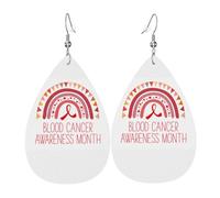 Pendientes De Piel Mes De Concientización Sobre El Cáncer De Sangre Aretes De Cuero Con Forma De Lágrima Textura De Lujo Ligera Para Decoración De Ropa Adecuados Para Fiestas