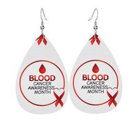 Pendientes De Piel Mes De Concientización Sobre El Cáncer De Sangre Para Mujer Pendientes De Cuero En Forma De Lágrima Decoración De Ropa Para Adecuados Para Fiestas Para Mujeres Y Niñas