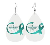Pendientes De Piel Mes De Concientización Sobre La Agresión Sexual Aretes De Cuero Con Forma De Lágrima Modernos Para Adecuados Para Fiestas Vida Cotidiana