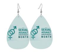 Pendientes De Piel Mes De Concientización Sobre La Agresión Sexual Aretes De Cuero Con Forma De Lágrima Moda Para Decoración De Ropa Adecuados Para Fiestas