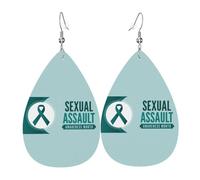 Pendientes De Piel Mes De Concientización Sobre La Agresión Sexual Aretes De Cuero Con Forma De Lágrima Textura De Lujo Ligera Para Vida Cotidiana Adecuados Para Fiestas