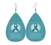 Pendientes De Piel Mes De Concientización Sobre La Agresión Sexual Moda Aretes De Cuero Con Forma De Lágrima Textura Ligera De Lujo Para Vida Cotidiana Decoración De Ropa