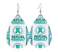 Pendientes De Piel Mes De Concientización Sobre La Agresión Sexual Pendientes De Cuero En Forma De Lágrima Textura Ligera De Lujo Para Adecuados Para Fiestas Decoración De Ropa