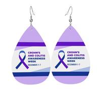 Pendientes De Piel Mes De Concientización Sobre La Enfermedad De Crohn Y La Colitis Decoración De Ropa Pendientes De Piel Para Mujer Para Vacaciones Adecuados Para Fiestas