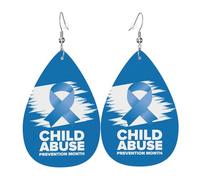 Pendientes De Piel Mes De Concientización Sobre La Prevención Del Abuso Infantil Decoración De Ropa Aretes De Cuero Con Forma De Lágrima Textura Ligera De Lujo Para Vida Cotidiana Vacaciones