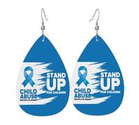Pendientes De Piel Mes De Concientización Sobre La Prevención Del Abuso Infantil Decoración De Ropa Pendientes De Cuero En Forma De Lágrima Para Mujer Para Adecuados Para Fiestas Vacaciones