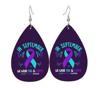Pendientes De Piel Mes De Concientización Sobre La Prevención Del Suicidio Para Mujer Aretes De Cuero Con Forma De Lágrima Moda Para Adecuados Para Fiestas Para Mujeres Y Niñas