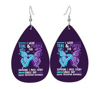 Pendientes De Piel Mes De Concientización Sobre La Prevención Del Suicidio Textura Ligera De Lujo Aretes De Cuero Con Forma De Lágrima Decoración De Ropa Para Vacaciones Adecuados Para Fiestas