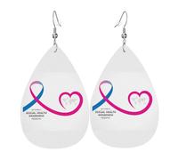 Pendientes De Piel Mes De La Concientización Sobre La Salud Sexual Aretes De Cuero Con Forma De Lágrima Decoración De Ropa Para Vacaciones Adecuados Para Fiestas