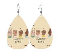 Pendientes De Piel Mes De La Concientización Sobre La Sordera Mes De La Pérdida Auditiva Aretes De Lujo Textura Ligera De Lujo Para Para Mujeres Y Niñas Adecuados Para Fiestas